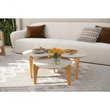 Imagem de Conj. Mesas De Centro Off White Perolizado Freijó Lukaliam