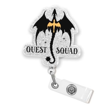 Imagem de Carretel de crachá Quest Squad 5 cm ACOTAR Fourth Wing TOG Dragon Book Lover Fantasy Nurse CNA Nursing Phlebotomy Pharmacy Medical Id Badge Holder retrátil com clipe jacaré acrílico presentes de Natal