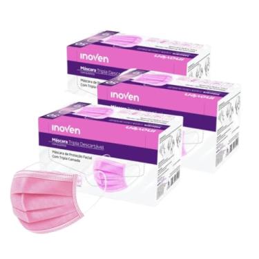 Imagem de Máscara Descartável Facial Tripla Camada de Proteção Filtro - 150 Unidades (3 pacotes com 50 unidades)