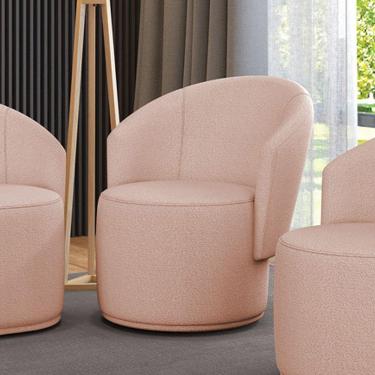 Imagem de Poltrona Decorativa Orgânica Fixa Para Sala Malu Bouclê Rosê M11 - D'rossi