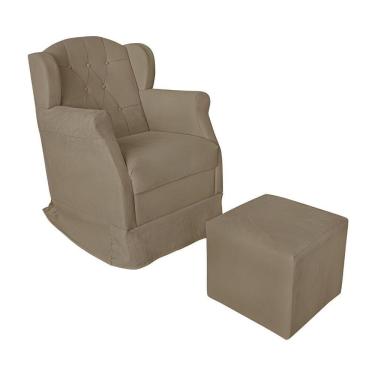 Imagem de Poltrona Amamentação Balanço Confortável Puff Pétala Suede Cor:bege Escuro