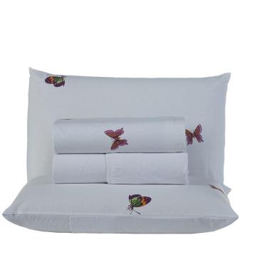 Imagem de Jogo De Lençol Supreme Casal 4 Peças Estampado 100% Algodão Percal 200 Fios - Borboleta