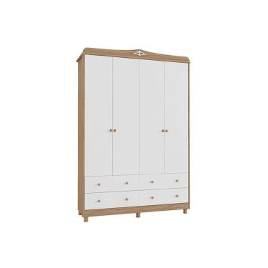 Imagem de Guarda Roupa 4 Portas Elô C/ E 4 Gavetas Branco/carvalho - Peroba