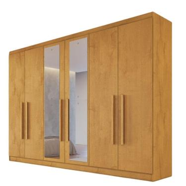 Imagem de Guarda Roupa Oslo 6 Portas 4 Gavetas 100% Mdf Espelhado Peroba