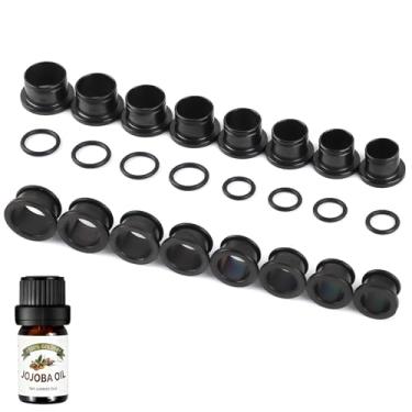 Imagem de WINSENET 16 peças de alargadores de orelha de aço inoxidável, alargadores de orelha, alargadores hipoalergênicos, alargadores de orelha, alargadores de orelha com óleo de jojoba, piercing corporal