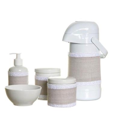 Imagem de Potes, Garrafa, Molhadeira E Porta ÁlcoolGel Com Capa Bebê - Potinho d