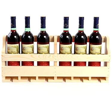 Imagem de Estante de vinho montado na parede, suporte para garrafa de vinho, prateleira de madeira, suporte de garrafa de vinho (cor de verniz) 60 x 11,5 x 25 cm