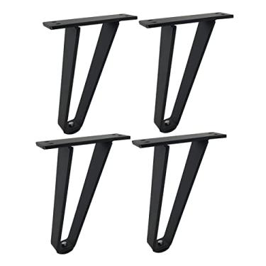 Imagem de ZJYWMM 4 peças de metal trapezoidal pernas de móveis de suporte para pés de sofá ferragens mesa de café pés de mesa de chá varanda pés de armário de TV aparador pés de armário de TV, com parafusos