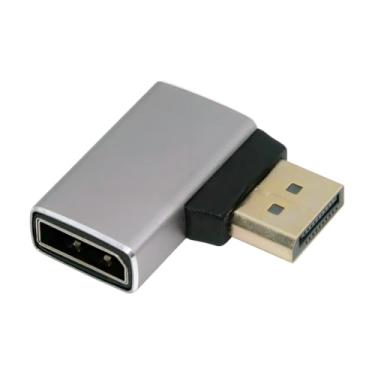 Imagem de chenyang Adaptador DisplayPort 1.4 8K, DisplayPort macho para fêmea 8K @60Hz 32,4Gbps adaptador de extensão angular esquerda 90 graus banhado a ouro de alta velocidade