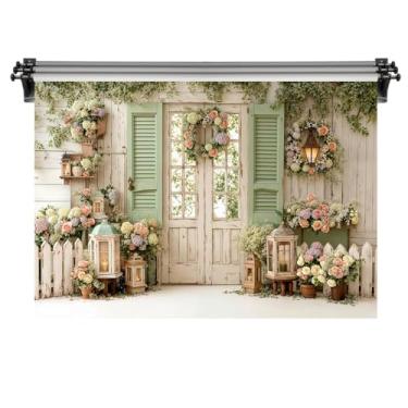 Imagem de Kate Pano de fundo de mola de 3 x 2 m para fotografia, flores, porta de madeira, branca, sessão de fotos, fotos, vídeos, estúdio, adereços