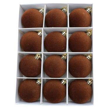 Imagem de Fenteer Conjunto de 12 bolas de Natal para decoração de árvore, adereços para fotos, artigos para festas em ambientes internos, decoração natalina para casa, CafÉ