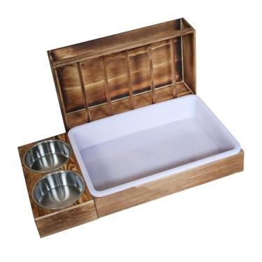 Imagem de Gralara Alimentador de feno para coelhos, dispensador de comida para porquinhos-da-índia, acessórios para gaiola externa, recipiente de feno com tigelas de