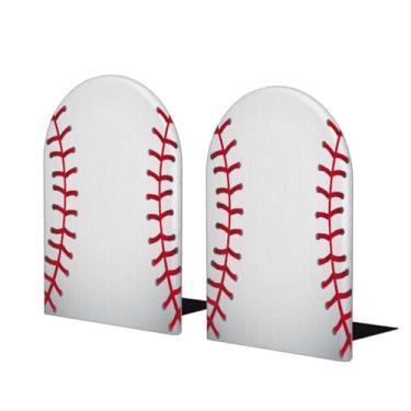 Imagem de Suporte de livros decorativo simples de beisebol esportivo grande de madeira suporte de livro antiderrapante resistente para mesa de escritório em casa biblioteca de estudo escolar divisórias de