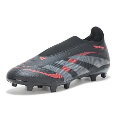 Imagem de adidas Tênis unissex Predator League sem cadarço firme multisolo, preto/cinza/vermelho lúcido, 37 masculino