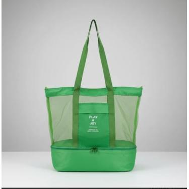 Imagem de Bolsa Sacola Térmica 30L com Bolso Térmico Cooler – Impermeável, Grande e Portátil | Ideal para Praia, Piscina, Viagem, Picnic, Academia e Dia a Dia (Verde)