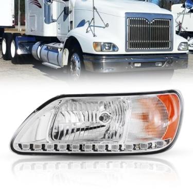 Imagem de Seassauto Conjunto de faróis de LED para 2003-2007 International 9200-9900, com luzes de seta, montagem de faróis, acessórios de caminhão, lado esquerdo