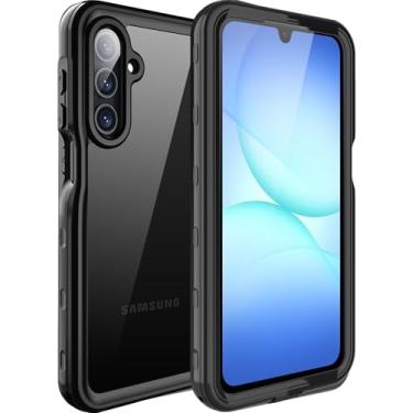 Imagem de Capa para celular Samsung Galaxy A17 5G, à prova d'água IP68, à prova de poeira, protetor de tela integrado, capa protetora de corpo inteiro resistente para Samsung Galaxy A17-5G, preta/transparente