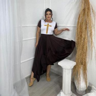Imagem de Vestido de Dança Coreografia Cruz Moda Evangélica - MISS FLOWER, Marro