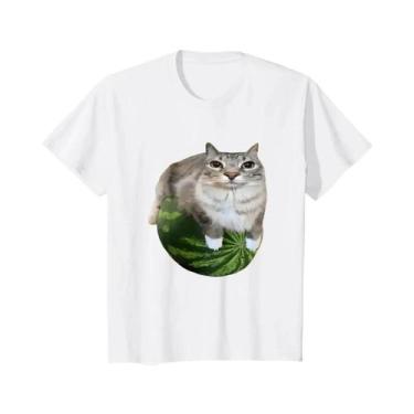 Imagem de Camiseta Feminina Estilosa Com Estampa Engraçada De Gato Melancia Meme