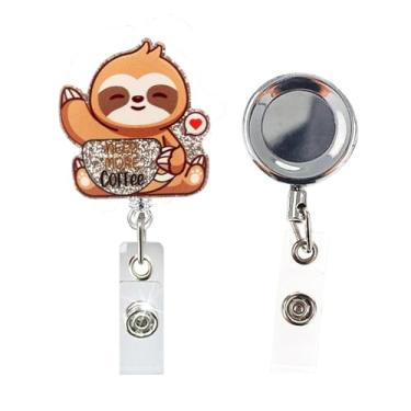 Imagem de Pacote com 2 carretéis de crachá de enfermeira, macaco engraçado e suporte de identificação retrátil de metal, clipe de jacaré de acrílico fofo para crachá de identificação, suporte de etiqueta de