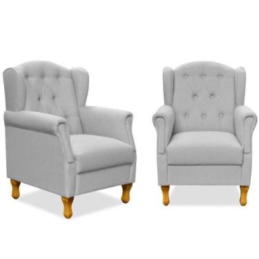 Imagem de Kit 02 Poltronas Para Sala De Estar Yara P02 Linho Cinza - LYAM DECOR