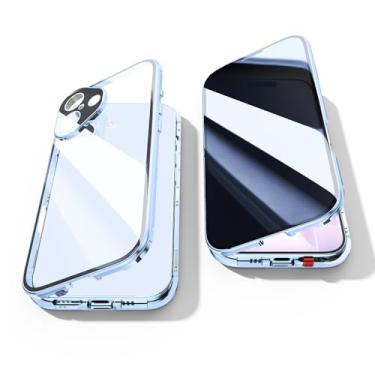 Imagem de Capa antiespião para iPhone 17 Air, capa de vidro temperado com privacidade frontal e traseira de 360 graus, tela antiespião, amortecedor de metal de adsorção magnética antiespião com protetor de