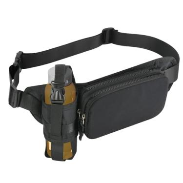 Imagem de Easecos Pochete com suporte para garrafa de água, bolsa de cinto ajustável com vários bolsos para corrida ao ar livre, caminhada, acampamento, pesca, viagens e acessórios de transporte diário