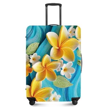 Imagem de FOREVER QUEEN Capa protetora de mala com flor de primavera, antiarranhões, capa de bolsa elástica, lavável e durável em poliéster, Flores amarelas, XL(fits 32-34Inch suitcase), Flor