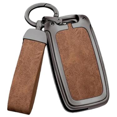 Imagem de Liga de zinco capa de chave de carro compatível com Skoda Fabia MK 1 2 3 capa de chave fob protetor de controle remoto acessórios para chaveiro automático(A-gun brown)