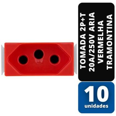 Imagem de KIT C/ 10 Tomada 2P+T 20A/250V Aria Vermelha Tramontina
