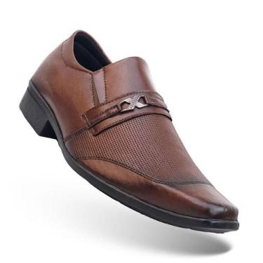 Imagem de Sapato Social Masculino Siroco Semi Brogue Preto e Marrom/Cappuccino E