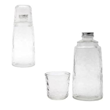 Imagem de Moringa de Vidro com Copo Effect 1 Litro Jarra de Água para Cabeceira e Escritório Design Moderno Elegante Transparente