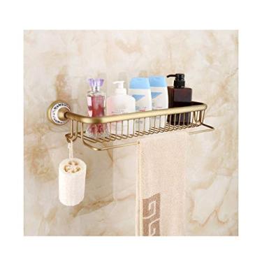 Imagem de Prateleira de banheiro acessório de banheiro prateleira de banheiro montada na parede estrutura de latão sólido doméstico banheiro estilo europeu moderno toalheiro de parede prateleira 35 cm 50 cm