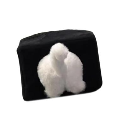 Imagem de ＫＬＫＣＭＳ Porta-lenços fofo com capa em formato de bumbum de gato, ideal para penteadeira, mesa de cabeceira, banheiro e cômoda, Preto