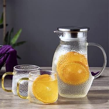 Imagem de 1 conjunto de pote de água simples chaleira de suco doméstico chaleira fria de vidro pote de água e copo 1 pote 2 xícaras (cor: estilo 1) (estilo 2)