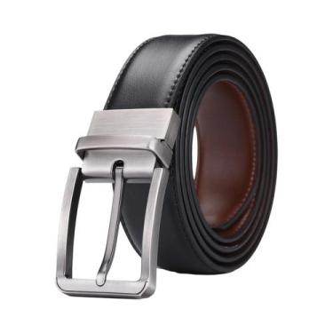 Imagem de Cinto Masculino 100% Couro Genuíno Com Fivela Dupla Face Para Jeans Ca