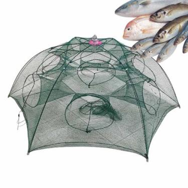 Imagem de Armadilha Pesca Peixe Covo Rede Pescaria 12 Furos Isca Camarao Robalo 