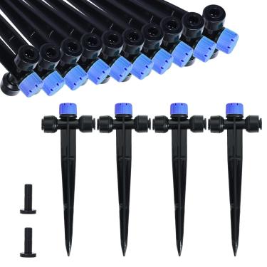 Imagem de HOINCO 28 unidades de emissores de irrigação por gotejamento, irrigadores de irrigação por gotejamento de fluxo de água de 8 furos ajustáveis, para tubos de irrigação de 0,6 cm, peças do sistema de
