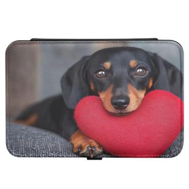 Imagem de Burbuja Caixa de joias de viagem com coração de cachorro dos namorados, presente para mulheres e meninas, estojo de joias portátil de couro PU organizador para brincos, anéis, colares e pulseiras