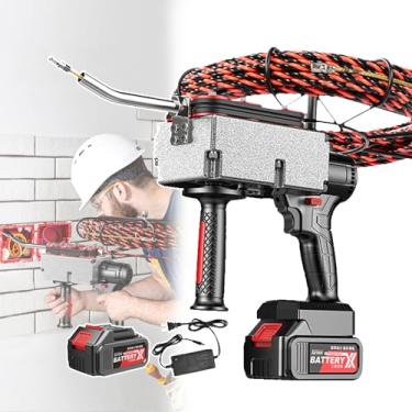 Imagem de KKSOUFX Passador De Fios Para Tubos AtravéS Da Parede,MáQuina De Passagem De Fios Para InstalaçõEs EléTricas Em Paredes,MáQuina De Passagem De Fios EléTrica Sem Fio Com Bateria De LíTio,40 M/Min