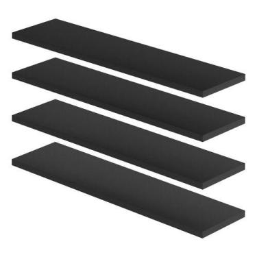 Imagem de Kit 4 Prateleiras 60x10 Nicho Suporte Invisivel Mdf Madeira Cor Preto 