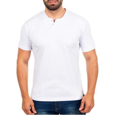 Imagem de Camiseta Henley Masculina Slim Fit MCurta 2 Botões - 3 Cores para sua 