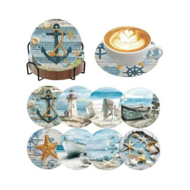 Imagem de Conjunto De 8 Porta-Copos Com Strass Dog Beach Lighthouse, Resistentes