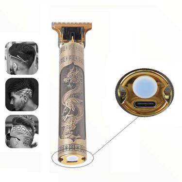 Imagem de Maquina de Cortar Aparar Cabelo Barbear Dragão USB recarregavel