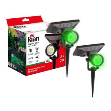 Imagem de Kit 2 Led De Jardim Iluminação Verde Forte Ip65 Luz Externa - kian