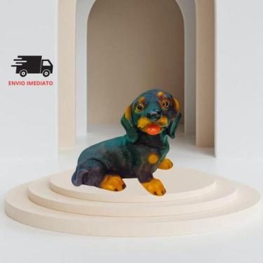 Imagem de Cachorro Salsicha de Gesso Decoração Fofa e Charmosa - Exaltação