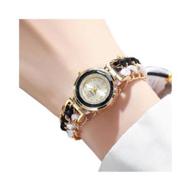 Imagem de Relógio feminino moda pulseira de corda trançada relógios de quartzo -