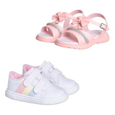 Imagem de Kit Sandalia Infantil Menina Strass Tenis Casual Feminino - Mimoflex, 