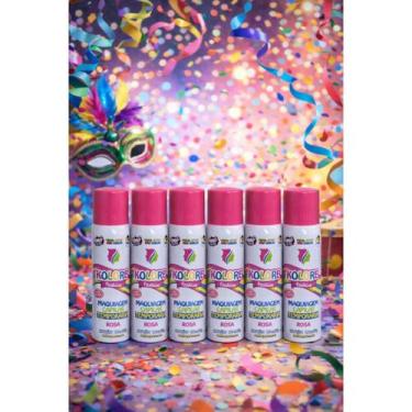 Imagem de Kit 6 Tintas Spray Divertida Para Cabelo Fashion Pink 125ml/55g Axé Br