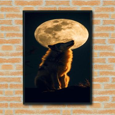 Imagem de Quadro Decorativo Lobo Lua Cheia  - 70x50cm